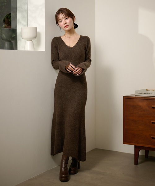セットアップ drape poncho knit set up /ドレープポンチョニット