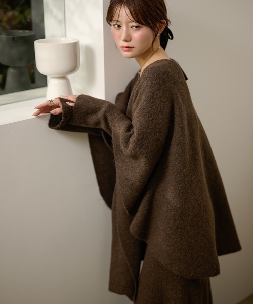 セットアップ drape poncho knit set up /ドレープポンチョニット