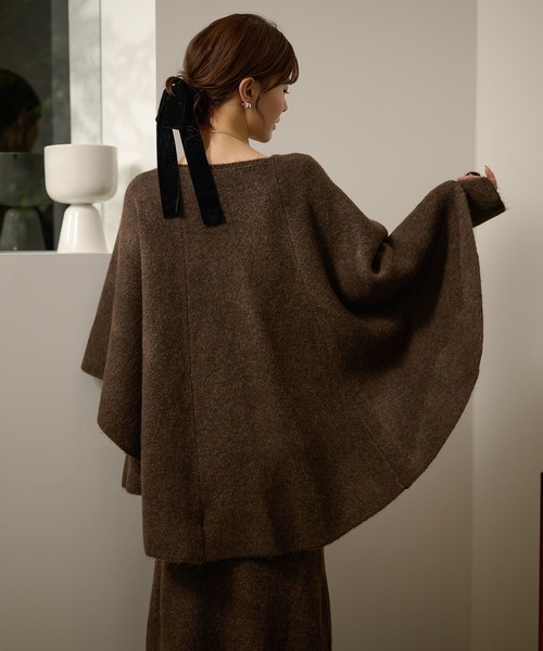 セットアップ drape poncho knit set up /ドレープポンチョニット