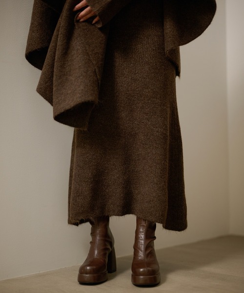 セットアップ drape poncho knit set up /ドレープポンチョニット