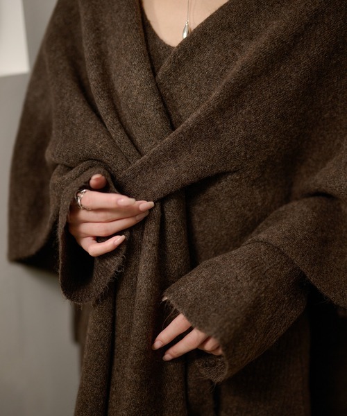 セットアップ drape poncho knit set up /ドレープポンチョニット