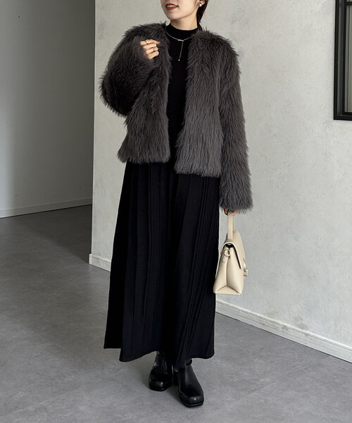 「Thevon」 ニットワンピース FREE グレイッシュベージュ レディース_画像7