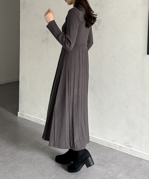 「Thevon」 ニットワンピース FREE グレイッシュベージュ レディース_画像9