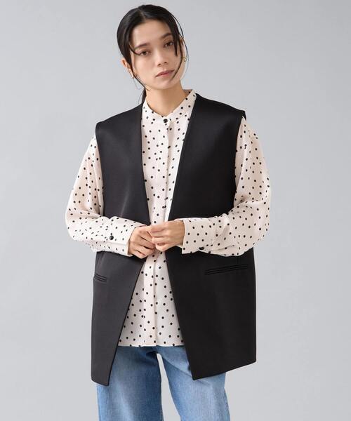 美品 Liesse リエス ドットプリント ロングスリーブ ボウタイブラウス シャツ ブラック レディース 古着 中古 USED Liesse - 美品 Liesse リエス ドットプリント ロングスリーブ ボウタイ