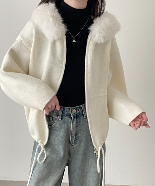 ヨリ yori ニットパーカー プルオーバー パフスリーブ オフホワイト F ヨリ yori ニットパーカー プルオーバー パフスリーブ オフホワイト F
