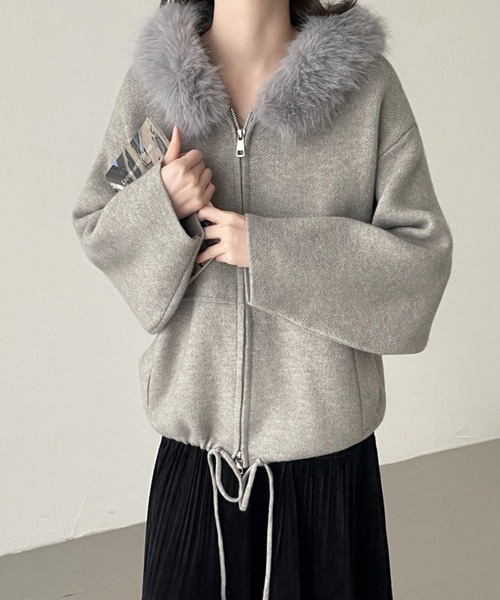【美品♪】アプワイザーリッシェ♡フードファーニットパーカー Apuweiser-riche - 新品同様アプワイザーリッシェ☆フードファーニット