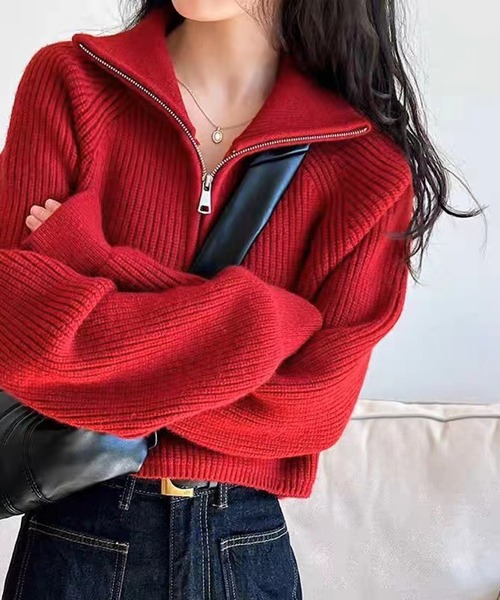 「INASTUDIOS」 「this is」長袖ニット FREE レッド レディース_画像6