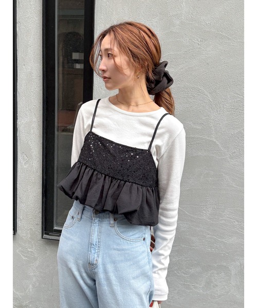 Ungridスパンコールキャミソールトップス2点セット✨1個売りOK Ungrid（アングリッド） キャミソール スパンコールバルーンビスチェ
