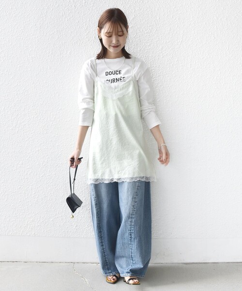 SHIPS（シップス） キャミソール 「洗濯機可能」ダル サテン レース