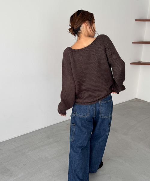 「CANAL JEAN」 「El mar」長袖ニット ONE SIZE ベージュ レディース_画像3