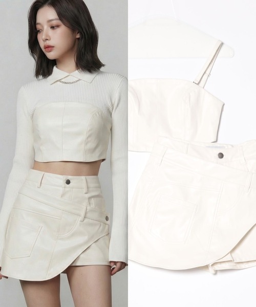 DURAS（デュラス） パンツ ビスチェ+2WAYフェイクレザーショートパンツ