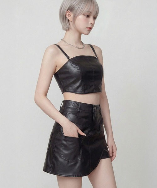 DURAS（デュラス） パンツ ビスチェ+2WAYフェイクレザーショートパンツ