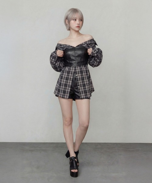 DURAS（デュラス） パンツ ビスチェ+2WAYフェイクレザーショートパンツ