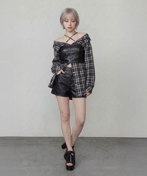 DURAS（デュラス） パンツ ビスチェ+2WAYフェイクレザーショートパンツ