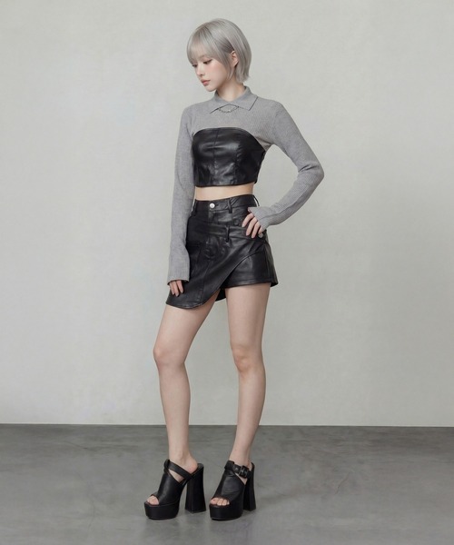 DURAS（デュラス） パンツ ビスチェ+2WAYフェイクレザーショートパンツ