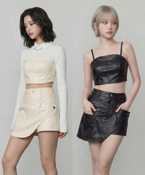 DURAS（デュラス） パンツ ビスチェ+2WAYフェイクレザーショートパンツ