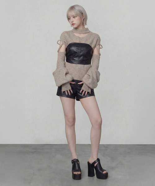 DURAS（デュラス） パンツ ビスチェ+2WAYフェイクレザーショートパンツ