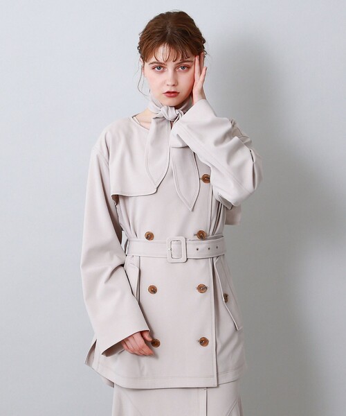 「ME COUTURE」 ノーカラーコート FREE ベージュ レディース_画像2