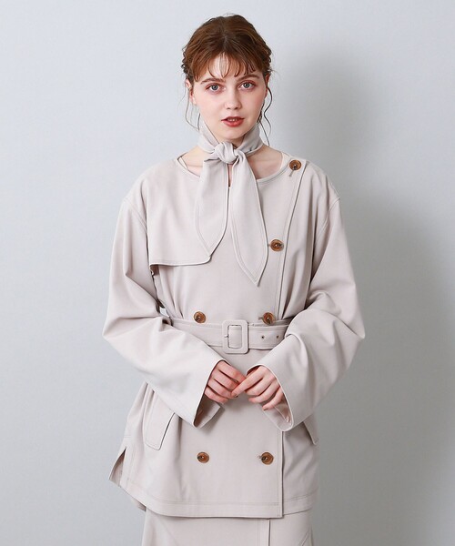 「ME COUTURE」 ノーカラーコート FREE ベージュ レディース_画像10