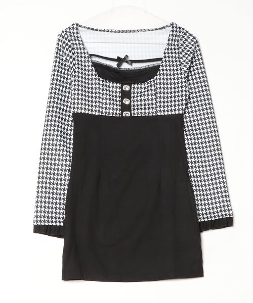 gossip!ロサンゼルス ワンピース Y2K 千鳥柄リボン ドッキング