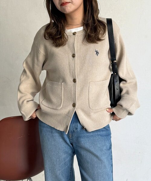 ポロ ラルフローレン タグ付き カーディガン ニット 長袖 金ボタン 刺繍 XS ケーブルニット ウールカシミヤ カーディガン（カーディガン/ボレロ