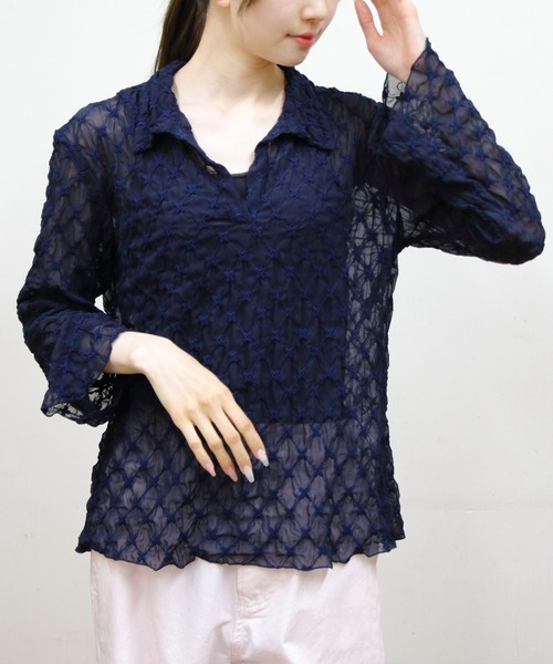 MEYAME（メヤメ） ブラウス シャツ レーススキッパーブラウス LACE 