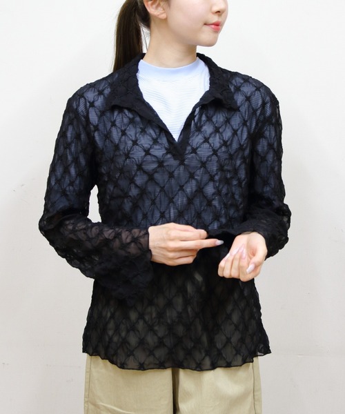 MEYAME（メヤメ） ブラウス シャツ レーススキッパーブラウス LACE