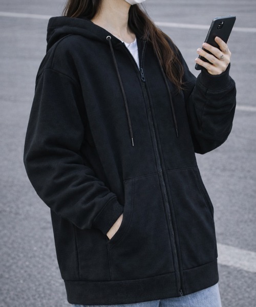 「cammie」 ジップアップパーカー M ブラック レディース_画像9
