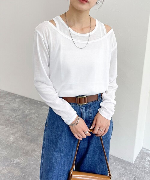 「fredy emue」 長袖カットソー 38 ライトグレー レディース_画像7