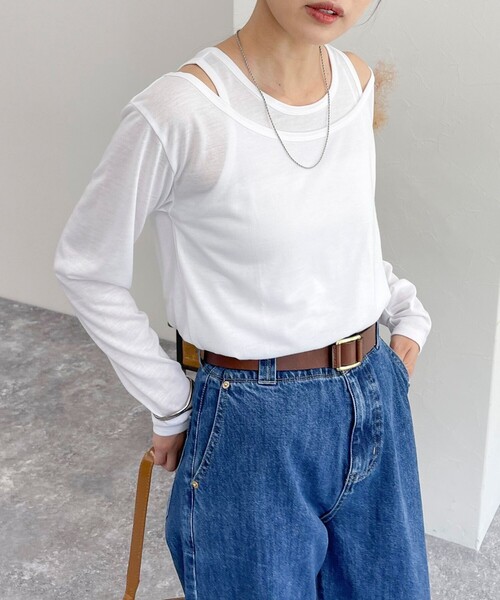 「fredy emue」 長袖カットソー 38 ライトグレー レディース_画像9