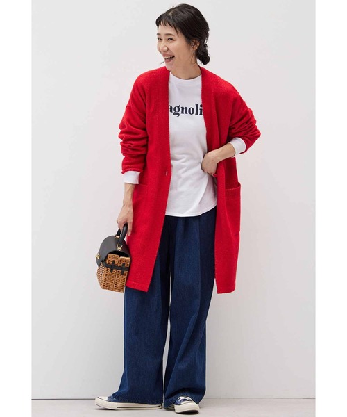 「Live in comfort」 ニットカーディガン M レッド レディース_画像3