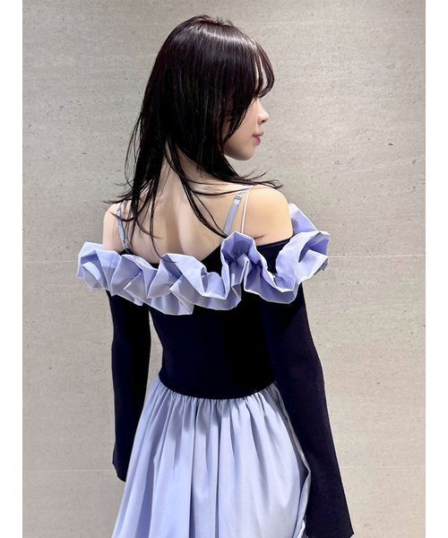 LILY BROWN（リリーブラウン） ワンピース フリルカラーニットコンビ