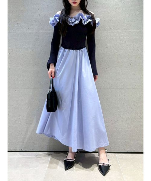 LILY BROWN（リリーブラウン） ワンピース フリルカラーニットコンビ