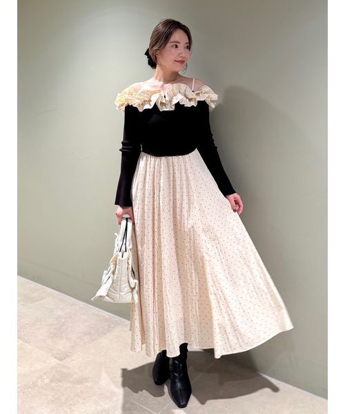 LILY BROWN（リリーブラウン） ワンピース フリルカラーニットコンビ
