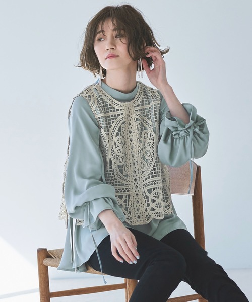 「RUIRUE BOUTIQUE」 ベスト S ダークグレー レディース_画像3