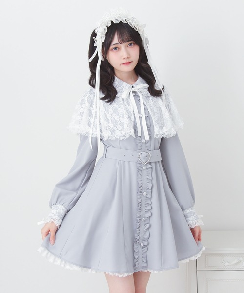 DearMyLove ワンピース 2wayレースケープフリルパールワンピース DearMyLove ワンピース 2wayレースケープフリルパールワンピース