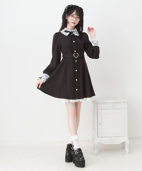 DearMyLove ワンピース 2wayレースケープフリルパールワンピース