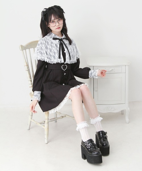 ロリータワンピセット　白黒　天使　2色セット　メガミデバイス　オマケ付き DearMyLove ワンピース 2wayレースケープフリルパールワンピース