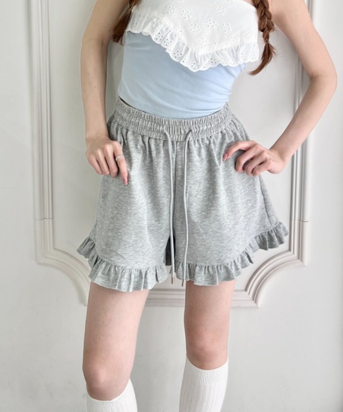 Loueme パンツ フリルスウェットショートパンツ レディース : ZOZOTOWN
