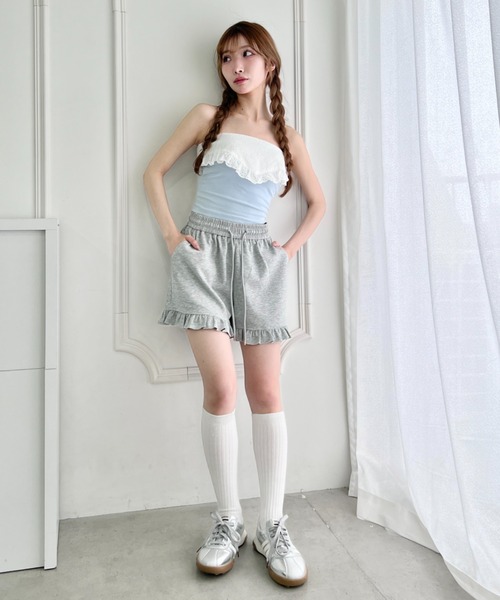 Loueme パンツ フリルスウェットショートパンツ レディース : ZOZOTOWN