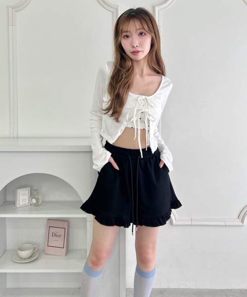 Loueme パンツ フリルスウェットショートパンツ レディース : ZOZOTOWN