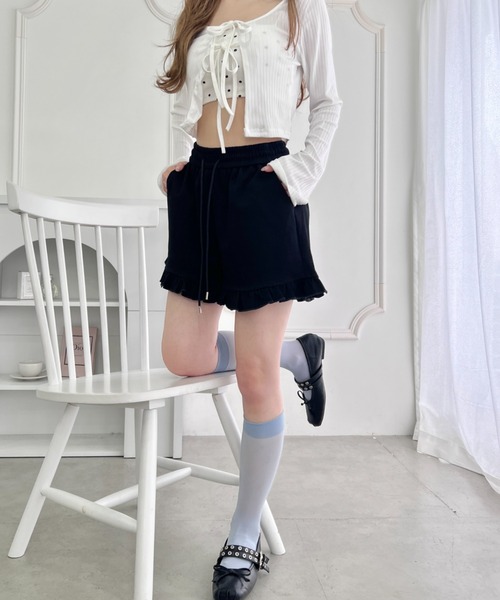 Loueme パンツ フリルスウェットショートパンツ レディース : ZOZOTOWN
