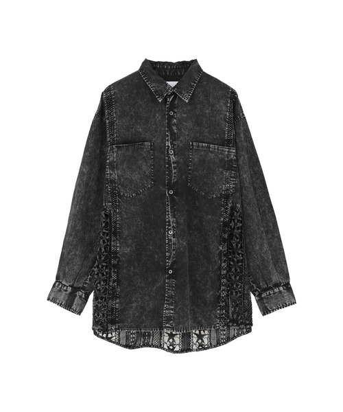 CONVERSE TOKYO ブラウス シャツ ACID WASHING LACE DOCKING SHIRT 