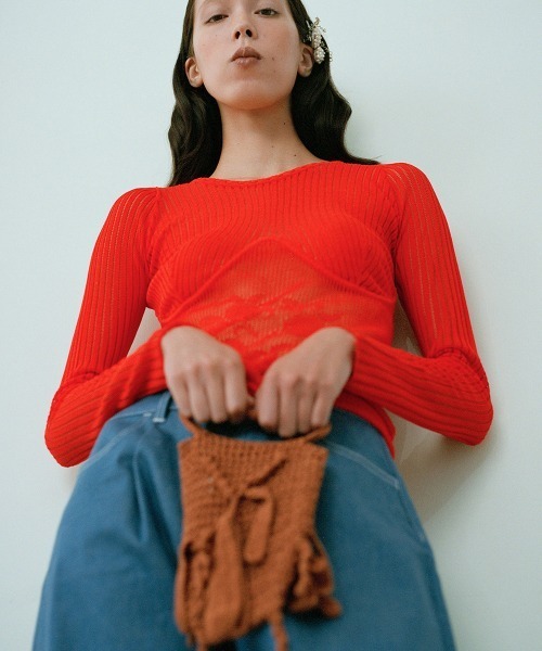 leinwande（ラインヴァンド） tシャツ Blueberry Lace Top