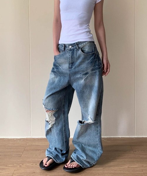 AsRiRe ジーンズ デニム デニムパンツ 26ss クラッシュ加工バック