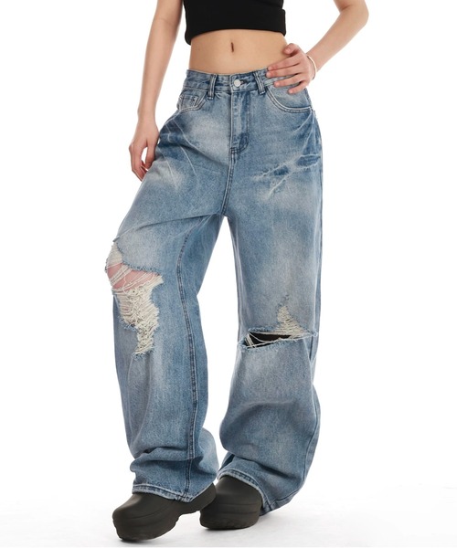 AsRiRe ジーンズ デニム デニムパンツ 26ss クラッシュ加工バック