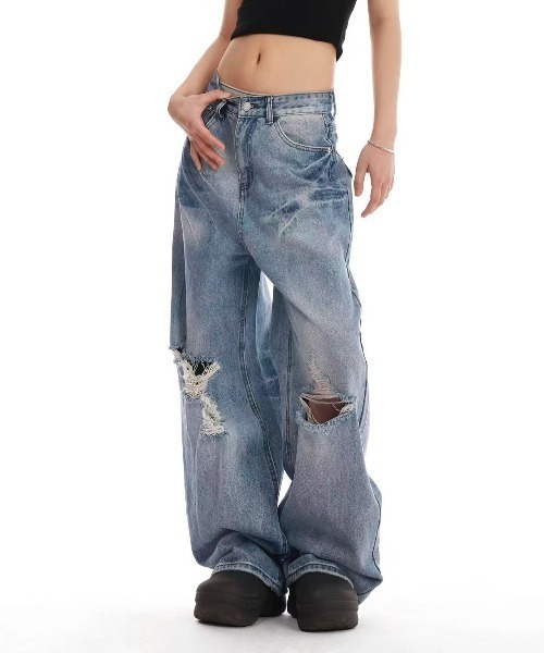 AsRiRe ジーンズ デニム デニムパンツ 26ss クラッシュ加工バック