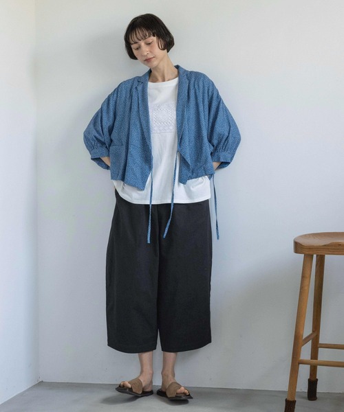 ワイドパンツ パンツ 「natural by clip」ライトドビーコクーンパンツ レディースの画像
