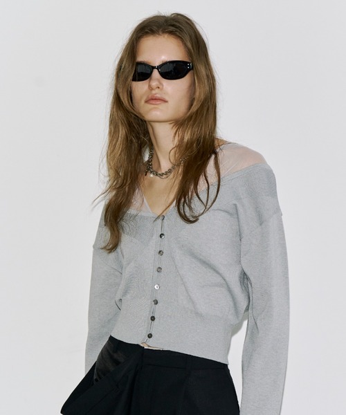 JOSE MOON（ジョゼムーン） カーディガン TULLE SEAM KNIT CARDIGAN