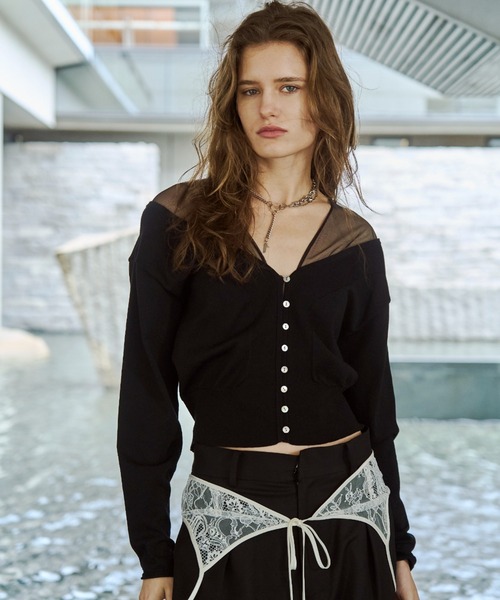 JOSE MOON（ジョゼムーン） カーディガン TULLE SEAM KNIT CARDIGAN